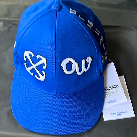 Off white blue baseball cap with logo size medium…Brand new - Picture 2 of 7